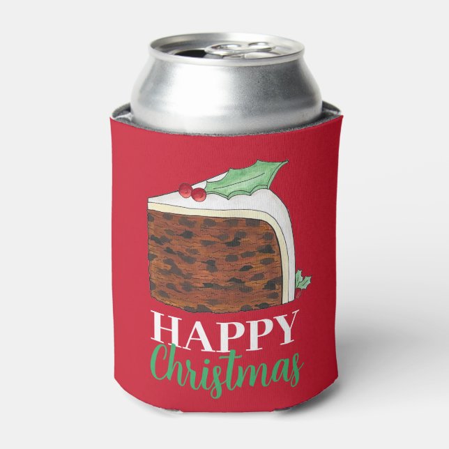 Porta-lata Feliz Natal no Reino Unido - Fatia de Bolo Britâni (Can Front)