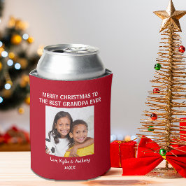 Porta-lata Feliz Natal Vovô Foto Vermelha