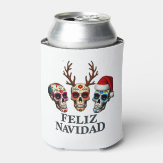 Porta-lata Feliz Navidad Sugar Skulls Reindeer Santa Mexican 