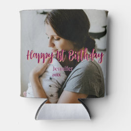 Porta-lata Feliz primeiro aniversario, bebê mãe vermelha, lar