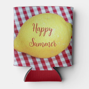 Porta-lata Feliz Verão Nome Personalizado Texto Limão Picnic
