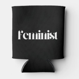 Porta-lata Feminista pode resfriar - preto minimalista e bran