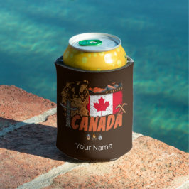 Porta-lata Feriado De Bandeira E Urso Grizzly No Canadá