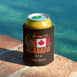 Porta-lata Feriado De Bandeira E Urso Grizzly No Canadá