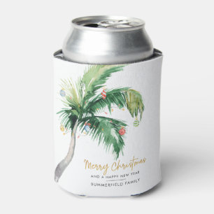 Porta-lata Feriado de Natal da Família Palm Tree decorado
