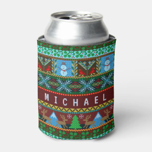 Porta-lata Feriado de Reindeer de Natal Knit   Nome