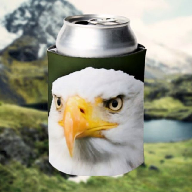Porta-lata Feroz Bald Eagle Head Patriotic Can Cooler (Criador carregado)