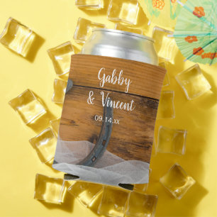 Porta-lata Ferradura e Véu - Favor do Casamento do Celeiro