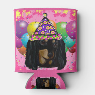 Porta-lata Festa Cachorro Preto de Cabelo Longo