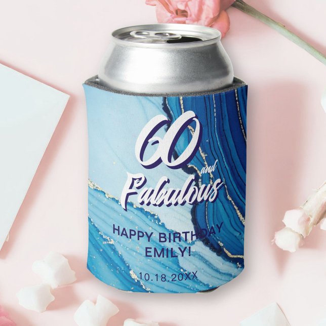 Porta-lata Festa de aniversário brilhante azul (Criador carregado)