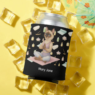 Porta-lata Festa de aniversário de ioga para amantes de gatos