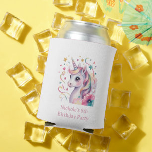 Porta-lata Festa de Aniversário de Menina Unicórnio com Aquar