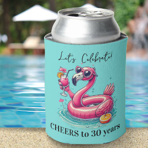 Porta-lata Festa de Aniversário de Verão com Flamingo Rosa