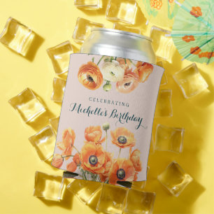 Porta-lata Festa de aniversário Floral do Jardim Cor-de-Rosa 