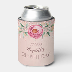 Porta-lata festa de aniversário rosa de cor-de-rosa brilhant