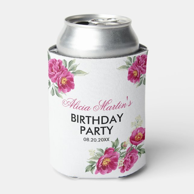 Porta-lata Festa de aniversário Verde Violeta Vermelha Peony  (Can Front)