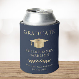 Porta-lata Festa de formatura Boné Elegante Formando Dourada 