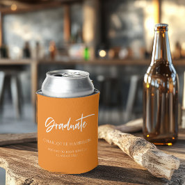 Porta-lata Festa de formatura branca e laranja personalizada