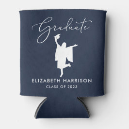 Porta-lata Festa de formatura de Script Elegante Azul