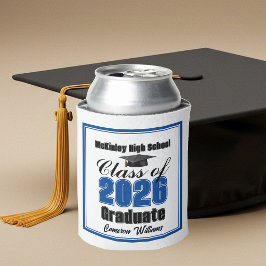 Porta-lata Festa de Graduação Personalizada Azul da Turma de 