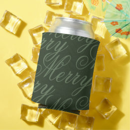 Porta-lata Festa de Natal Alegre com Letra Verde Vintage Eleg