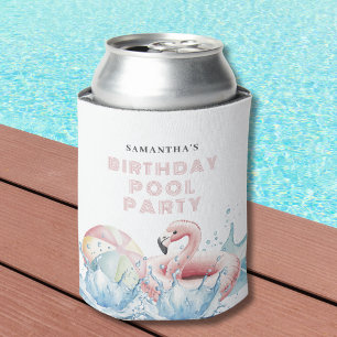 Porta-lata Festa de Piscina de Aniversário do Verão Rosa Mode