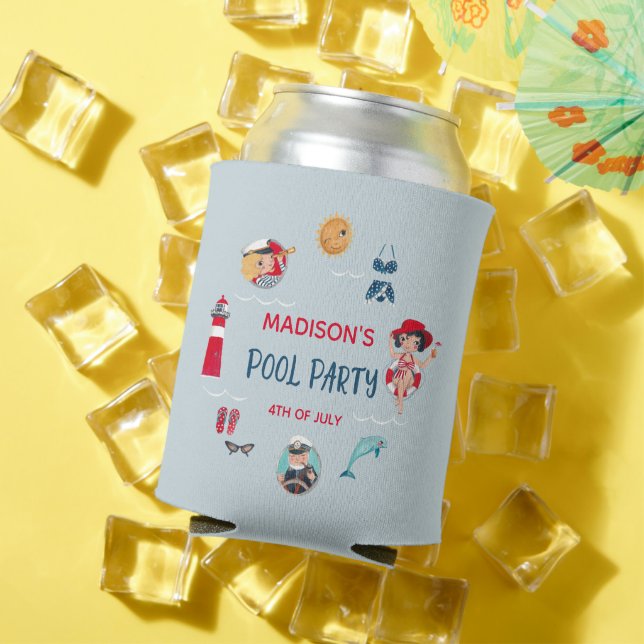 Porta-lata Festa de piscina de verão bonita (Verão in situ)