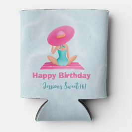 Porta-lata Festa de Piscina de Verão Divertida Aquarela 16