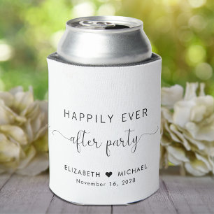 Porta-lata Festa de Receção de Casamento Branco Felizmente Pa