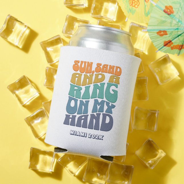 Porta-lata Festa de solteira de praia Groovy Retro Beach Brid (Verão in situ)