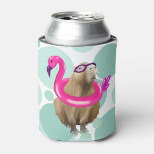 Porta-lata Festa piscina, Capybara Bonita Com Flamingo De Cor