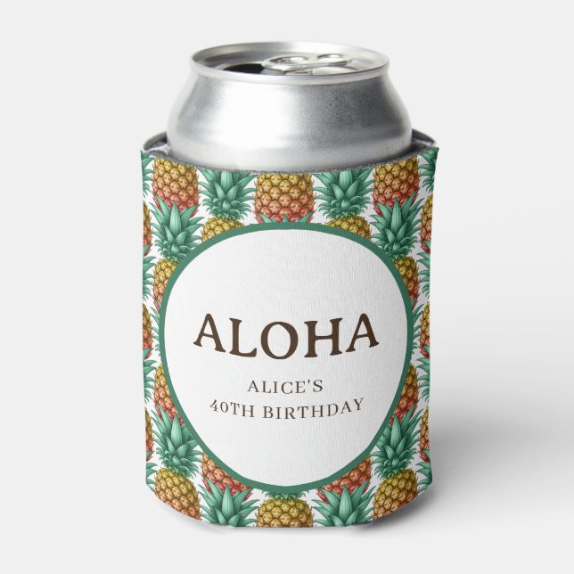 Porta-lata Festa tropical Aloha com abacaxi (Can Front)