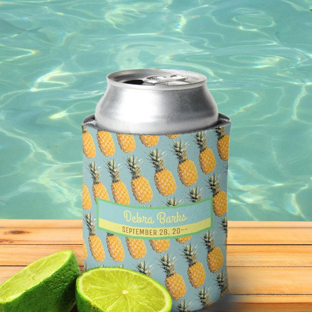 Porta-lata festa tropical do abacaxi personalizado (Criador carregado)