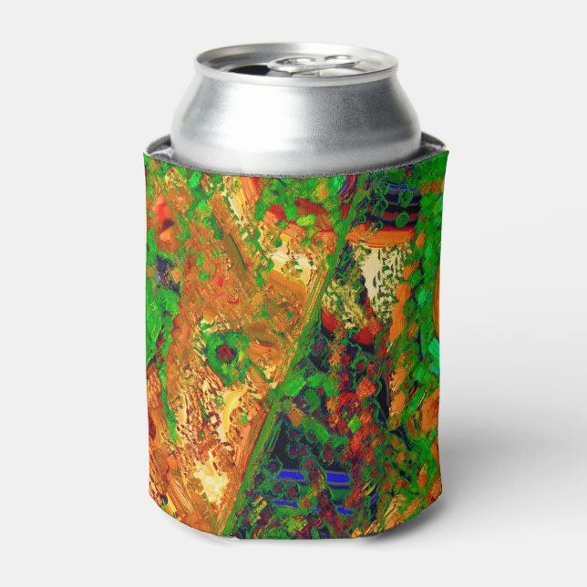 Porta-lata Festas de carnaval ou máscara de tintas, verdes e  (Can Front)