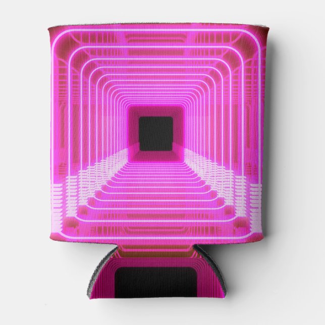 Porta-lata Ficha 3D da Retro Sci-Fi: Ilustração de Arte Pop (Frente)