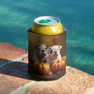 Porta-lata Filhote de Bulldog Outono Prazer Abóbora