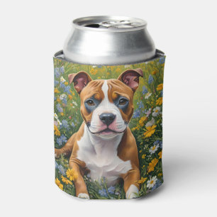 Porta-lata Filhote de Staffordshire Bull Terrier marrom e bra