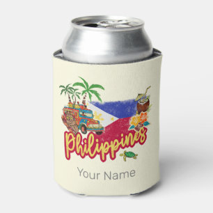 Porta-lata Filipinas Vintage Tarsier Flag Palm Souvenir