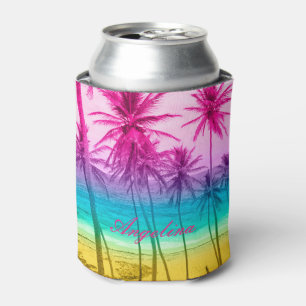 Porta-lata filtro tropical do arco-íris da praia