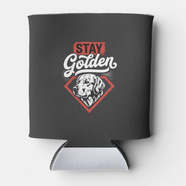 Porta-lata Fique Dourado Retriever Dourado Retrô Cachorro (Frente)