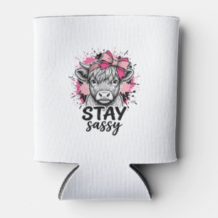 Porta-lata Fique Sassy Rosa Vaca Highland Vintage Gravura Shi