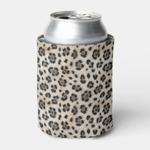 Porta-lata Fique Selvagem Leopardo da Neve Olhar de Faux Fur
