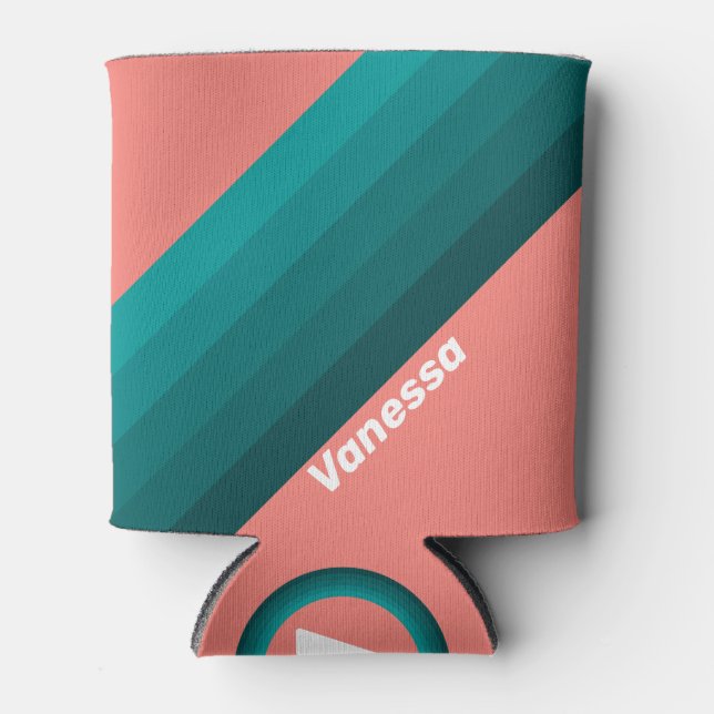 Porta-lata Flamingo Aqua Listras com Nome (Frente)