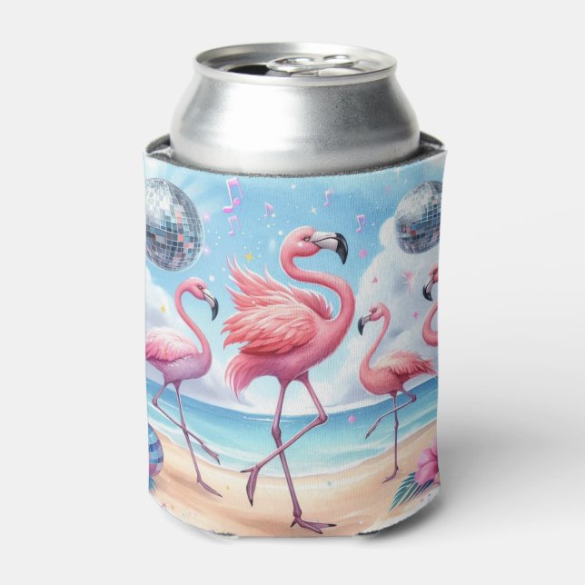 Porta-lata Flamingo Birthday Beach Party (Can Front)