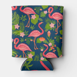 Porta-lata Flamingo Cor-de-Rosa: Vintage com Turquesa Strike