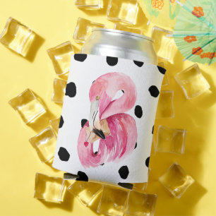 Porta-lata Flamingo e pontos cor-de-água rosa moderna