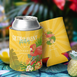 Porta-lata Flamingo Retirement Yellow Orange Can Cooler