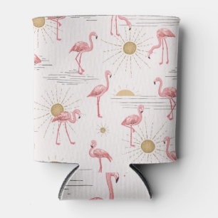 Porta-lata Flamingo sunset: padrão de rabiscos vintage.