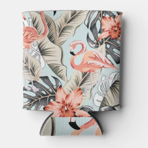 Porta-lata Flamingo tropical, orquídea, padrão monstera.