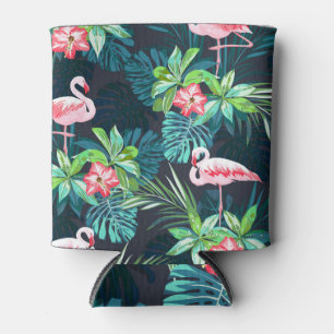 Porta-lata Flamingo Tropical: Padrão de Flores de Verão